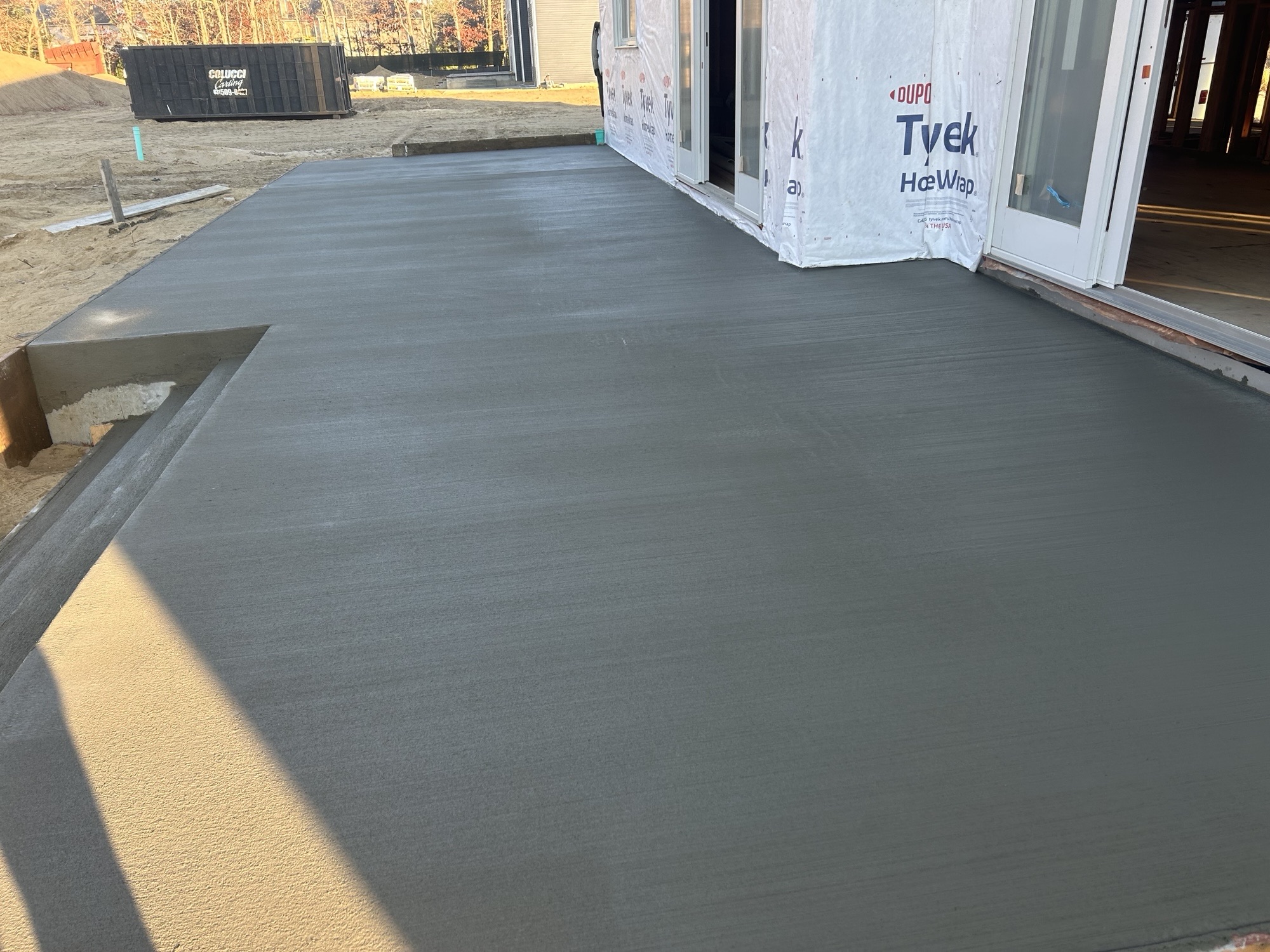 New-construction rear patio pour