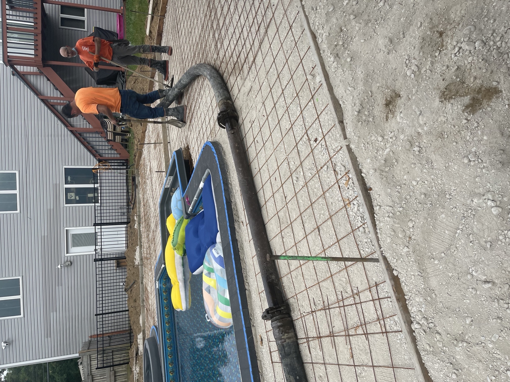 Wire mesh and grading prep for pool patio