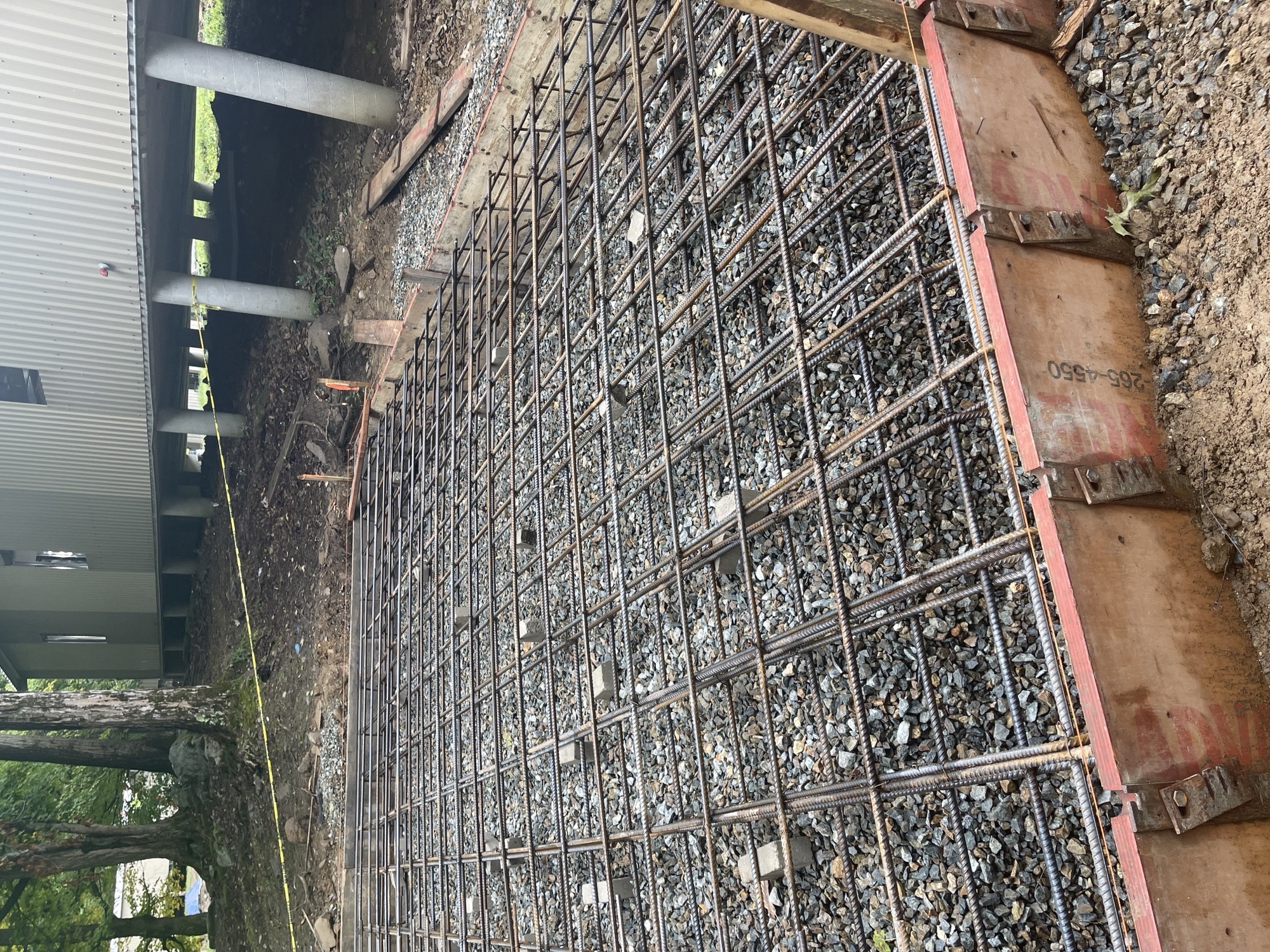 Rebar and formwork prepped for structural slab